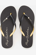 RIP CURL SCRIPT WAVE BLOOM OPEN TOE - BLACK/GOLD