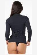 RIP CURL PREMIUM SURF ZIP THRU LS RASH TOP - BLACK