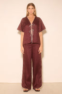 MON RENN ALERIA PANT - PLUM CONTRAST