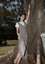 AFENDS BASE SEERSUCKER MAXI DRESS - COFFEE CHECK