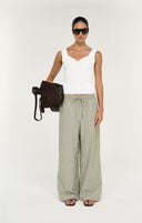 STAPLE THE LABEL LISARA RELAXED PANT - KHAKI WHITE STRIPE