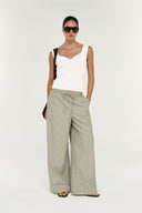 STAPLE THE LABEL LISARA RELAXED PANT - KHAKI WHITE STRIPE