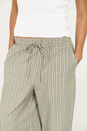 STAPLE THE LABEL LISARA RELAXED PANT - KHAKI WHITE STRIPE