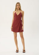 AFENDS MARGOT WRAP MINI DRESS - RUBY ANGLAISE
