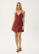 AFENDS MARGOT WRAP MINI DRESS - RUBY ANGLAISE