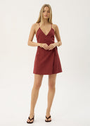 AFENDS MARGOT WRAP MINI DRESS - RUBY ANGLAISE