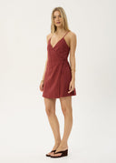 AFENDS MARGOT WRAP MINI DRESS - RUBY ANGLAISE