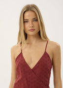 AFENDS MARGOT WRAP MINI DRESS - RUBY ANGLAISE