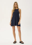 AFENDS SAMMY SEERSUCKER MINI DRESS - THEA MIDNIGHT CHECK