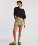 BANDIT LOW WAIST DENIM SHORT - SUPER KHAKI