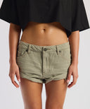 BANDIT LOW WAIST DENIM SHORT - SUPER KHAKI