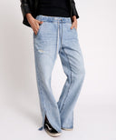 ROADHOUSE WIDE LEG DRAWSTRING JEANS - SALTY DOG