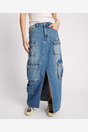 ONE TEASPOON 90S CARGO POCKET COLUMN DENIM - PACIFICA