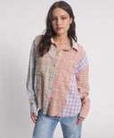 PATCHWORK COTTON CHECK SHIRT - MULTI