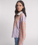 PATCHWORK COTTON CHECK SHIRT - MULTI
