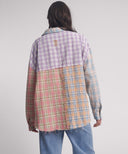 PATCHWORK COTTON CHECK SHIRT - MULTI
