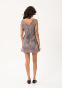 AFENDS IZZY - MINI DRESS - BROWN / BLUE CHECK