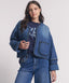 ONE TEASPOON DENIM WADDED JACKET - DEEP PACIFICA