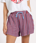 ONE TEASPOON TERRY TOWEL DRAWSTRING BEACH SHORTS - RED BLUE