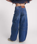ONE TEASPOON BARREL MID WAIST DENIM JEANS - DEEP PACIFICA