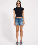 ONE TEASPOON OUTLAWS MID WAIST DENIM SHORTS - BLUE