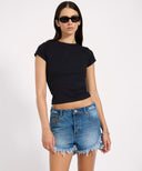 ONE TEASPOON OUTLAWS MID WAIST DENIM SHORTS - BLUE