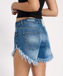 ONE TEASPOON OUTLAWS MID WAIST DENIM SHORTS - BLUE