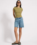 ONE TEASPOON JACKSONS MID WAIST WIDE LEG SHORTS - BLUE CRUSH