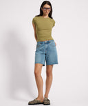 ONE TEASPOON JACKSONS MID WAIST WIDE LEG SHORTS - BLUE CRUSH