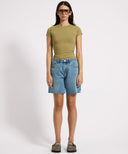 ONE TEASPOON JACKSONS MID WAIST WIDE LEG SHORTS - BLUE CRUSH