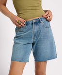 ONE TEASPOON JACKSONS MID WAIST WIDE LEG SHORTS - BLUE CRUSH