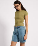 ONE TEASPOON JACKSONS MID WAIST WIDE LEG SHORTS - BLUE CRUSH