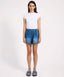 ONE TEASPOON FUNKS HIGH WAIST ELASTICATED FLIPPY DENIM SHORT - BLUE