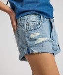 ONE TEASPOON LONG BANDITS LOW WAIST DENIM SHORT - SALTY DOG