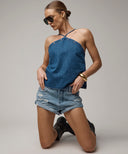 ONE TEASPOON LONG BANDITS LOW WAIST DENIM SHORT - SALTY DOG