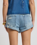ONE TEASPOON LONG BANDITS LOW WAIST DENIM SHORT - SALTY DOG