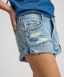ONE TEASPOON LONG BANDITS LOW WAIST DENIM SHORT - SALTY DOG