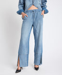 ONE TEASPOON ROADHOUSE MID.W L.D STRING DENIM JEAN - BLU STRIPE