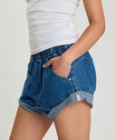 HUNTERS MID WAIST BOYFRIEND ELASTICATED - INDIGO