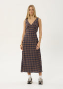 AFENDS TULLY SEERSUCKER MAXI DRESS - SHEV INDIGO CHECK