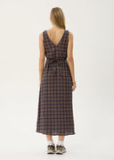 AFENDS TULLY SEERSUCKER MAXI DRESS - SHEV INDIGO CHECK
