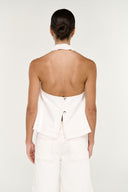 STAPLE THE LABEL NYRA DENIM HALTER TOP - WHITE