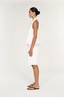 STAPLE THE LABEL NYRA DENIM HALTER TOP - WHITE
