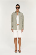 STAPLE THE LABEL LISARA OVERSIZED SHIRT - KHAKI WHITE STRIPE
