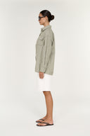 STAPLE THE LABEL LISARA OVERSIZED SHIRT - KHAKI WHITE STRIPE