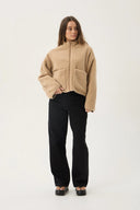 AFENDS BERLIN REVERSIBLE POLAR FLEECE JACKET - ALMOND CHECK