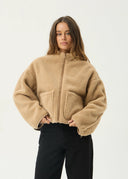 AFENDS BERLIN REVERSIBLE POLAR FLEECE JACKET - ALMOND CHECK