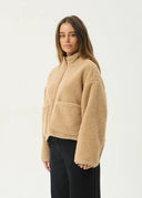 AFENDS BERLIN REVERSIBLE POLAR FLEECE JACKET - ALMOND CHECK