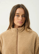 AFENDS BERLIN REVERSIBLE POLAR FLEECE JACKET - ALMOND CHECK
