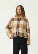 AFENDS BERLIN REVERSIBLE POLAR FLEECE JACKET - ALMOND CHECK